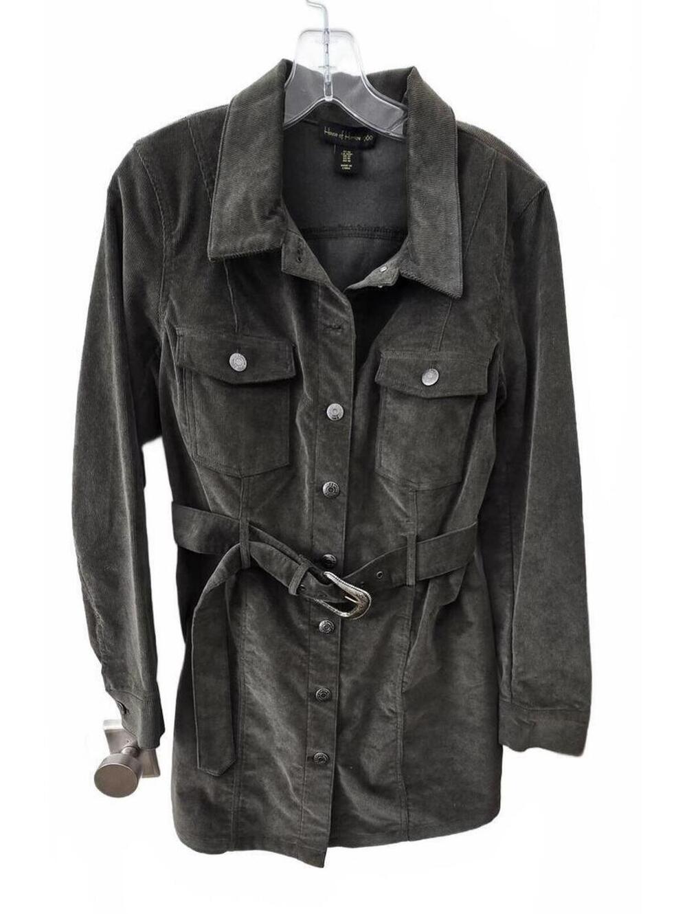 House of Harlow 1960 Olive Green Suede Belted Shirt Dress - Medium